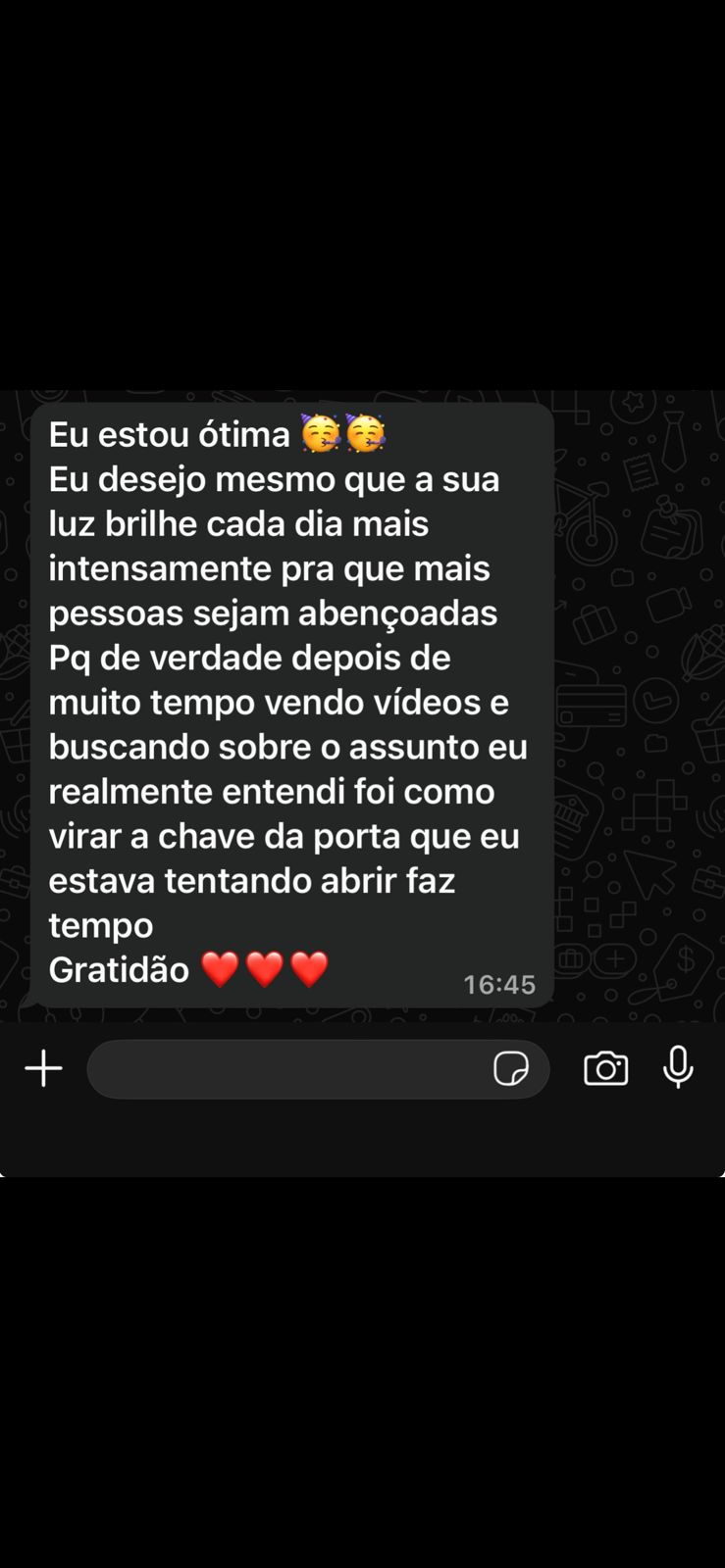 Aluna: eu estou ótima, realmente entendi como virar a chave da porta que estava tentando abrir faz tempo. Gratidão.