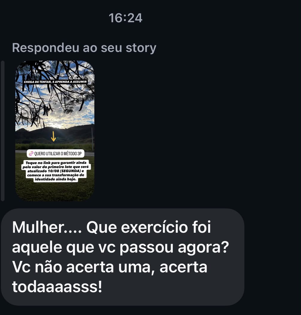 Seguidora respondendo ao story: mulher, que exercício foi aquele que você passou agora? Você não acerta uma, acerta todas!